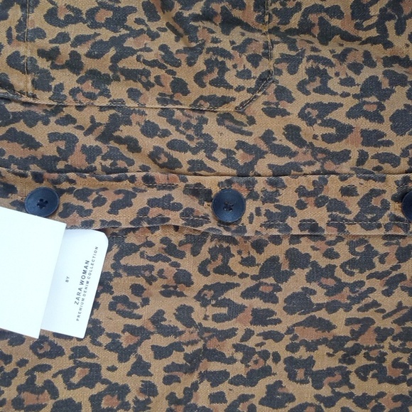 ZARA WOMAN PREMIUM DENIM COLLECTION LEOPARD Cheetah BROWN SHIRT BLOUSE SIZE S - Picture 13 of 13